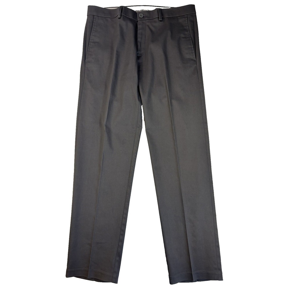 Haggar Men's 32X30 Iron Free Premium Khaki Chino Pants Gray Business Workwear